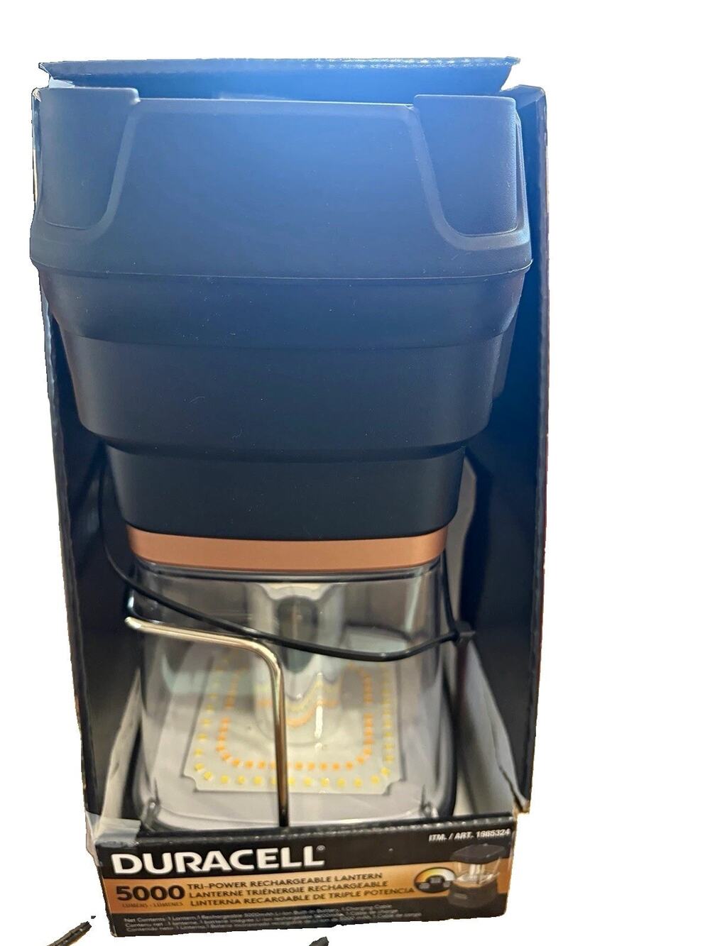 Duracell TRI-POWER 5000 Lumens LED Rechargeable USB Lantern, Black 50 Days